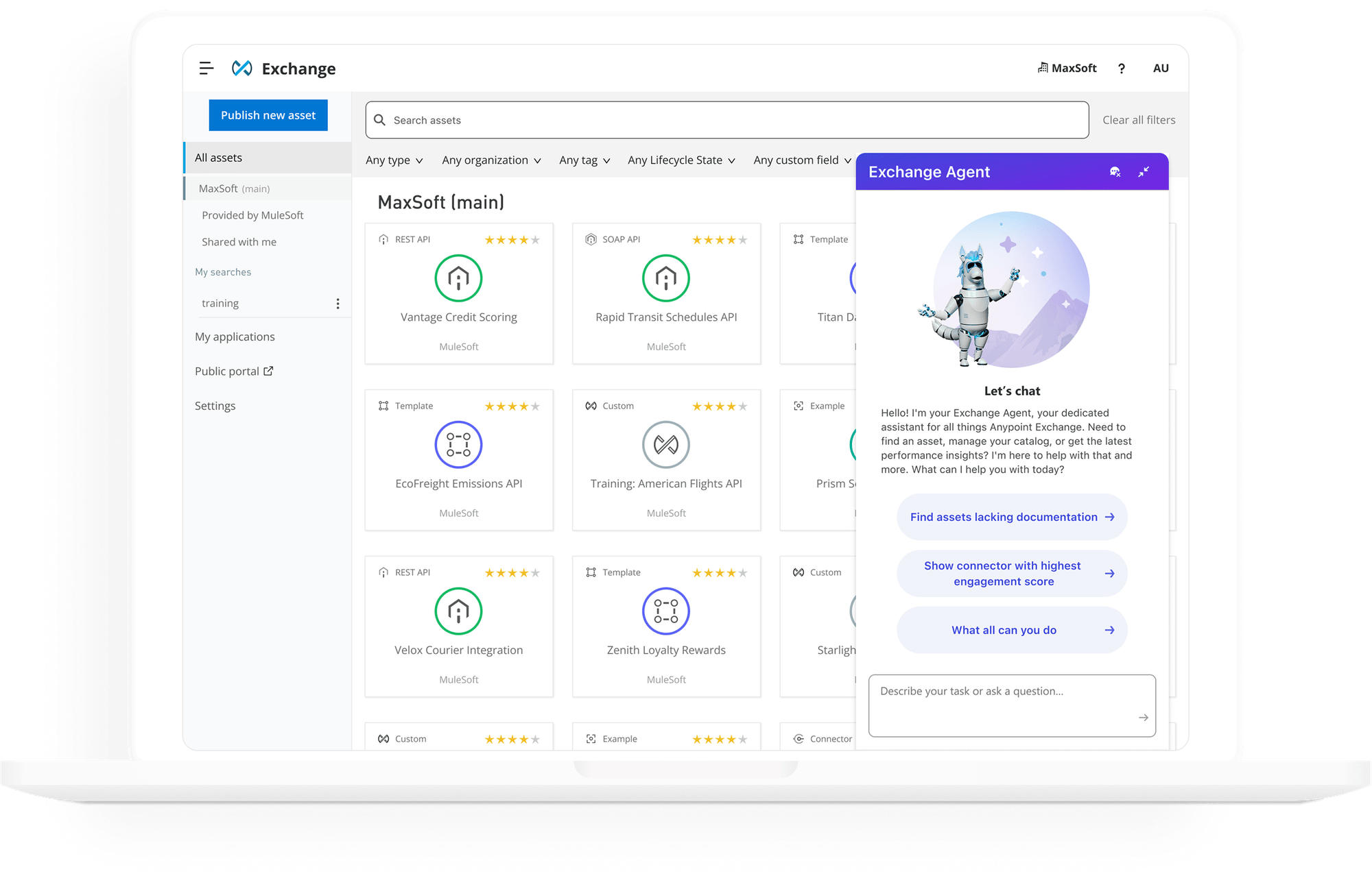 Anypoint Exchange Agent interface