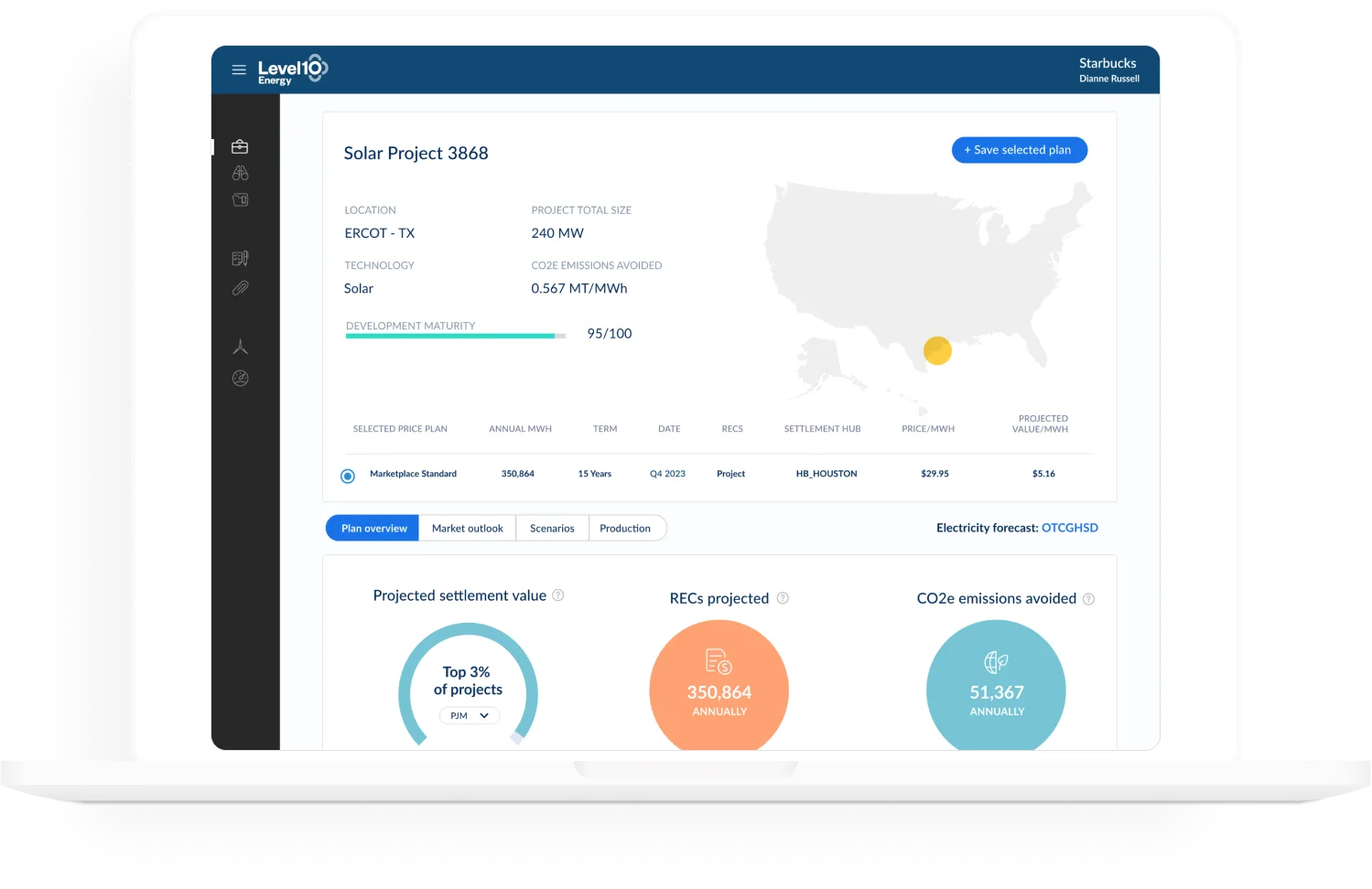 LevelTen Energy Marketplace interface