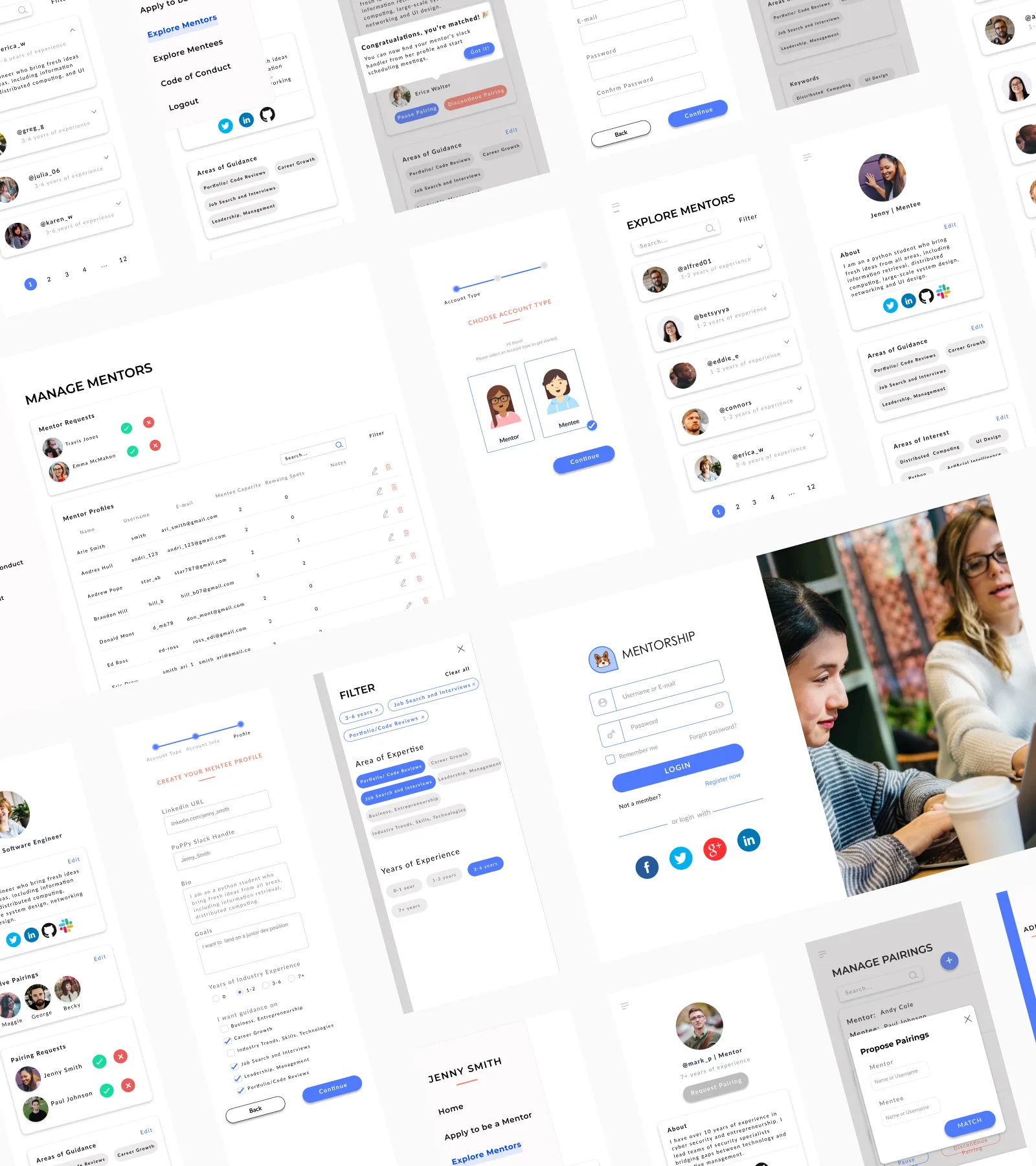 PuPPy Mentorship app screens