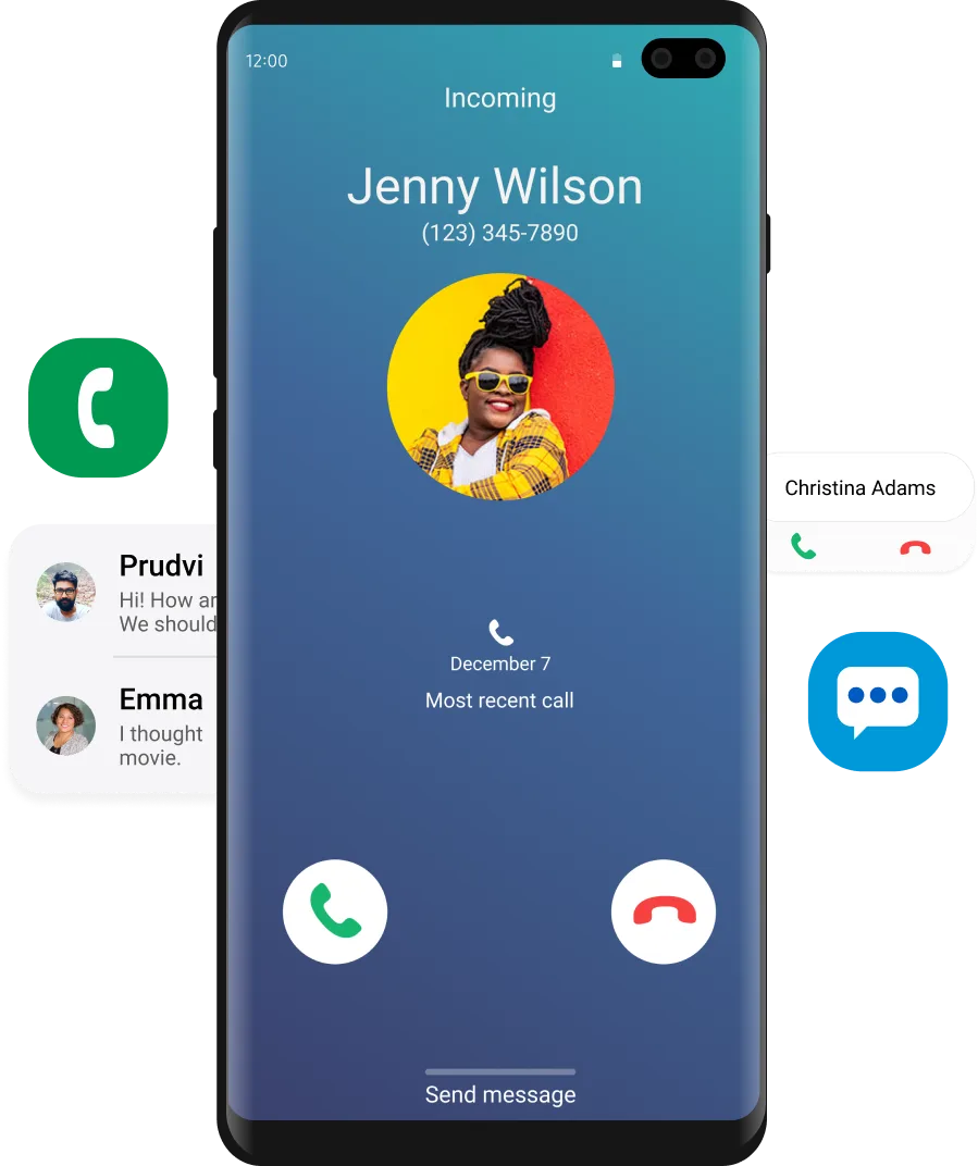 Samsung Phone app incoming call screen